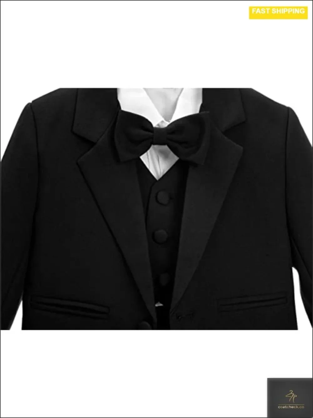 Boys 5-Piece Tuxedo Suit Set, Formal Blazer, Vest, Shirt & Bow Tie, Toddler